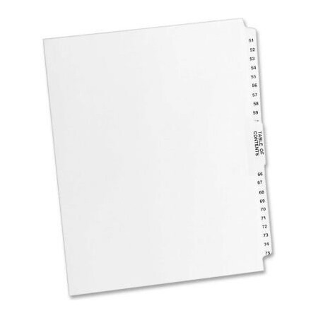 Avery Dennison Avery Premium Collated Legal Exhibit Divider, Printed 51 to 75, 8.5"x11", 26 Tabs, White/White 11396